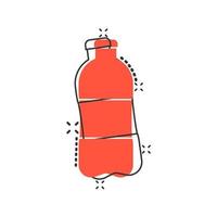 icône de bouteille d'eau dans le style comique. pictogramme d'illustration de dessin animé de vecteur de bouteille de soda en plastique. effet d'éclaboussure de concept d'entreprise d'eau liquide.