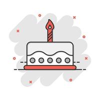 icône de gâteau d'anniversaire de dessin animé dans le style comique. pictogramme d'illustration de signe de muffin de tarte fraîche. concept d'entreprise de petit gâteau. vecteur