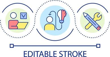 appliquer connaissance et compétences à travail boucle concept icône. information acquisition et apprentissage abstrait idée mince ligne illustration. isolé contour dessin. modifiable accident vasculaire cérébral vecteur
