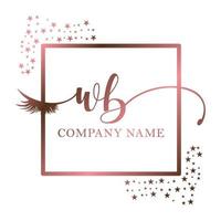 initiale logo wb écriture femmes cil maquillage cosmétique mariage moderne prime vecteur