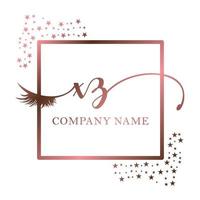 initiale logo xz écriture femmes cil maquillage cosmétique mariage moderne prime vecteur