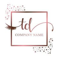 initiale logo td écriture femmes cil maquillage cosmétique mariage moderne prime vecteur