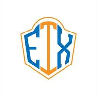 etx abstrait monogramme bouclier logo conception sur blanc Contexte. etx Créatif initiales lettre logo. vecteur