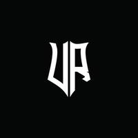 Ruban de logo de lettre monogramme ur avec style de bouclier isolé sur fond noir vecteur