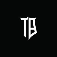 ruban de logo de lettre monogramme tb avec style de bouclier isolé sur fond noir vecteur