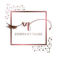 initiale logo xq écriture femmes cil maquillage cosmétique mariage moderne prime vecteur