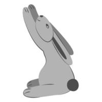 mignonne monochrome lapin est assis et s'étire ses pattes en haut à le gauche. Couleur dessin animé plat vecteur illustration.