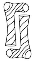 mignonne griffonnage une paire de rayé chaussettes de le collection de girly autocollants. dessin animé blanc et noir vecteur illustration.