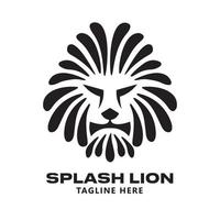 Lion visage logo avec l'eau éclaboussure vecteur illustration, parfait pour entreprise logo conception