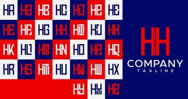 Facile ligne carré lettre h logo conception. abstrait boîte hh h lettre logo vecteur ensemble.