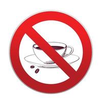 les boissons chaudes ne sont pas autorisées. aucune icône de tasse de café. signe de forme ronde interdiction rouge vecteur