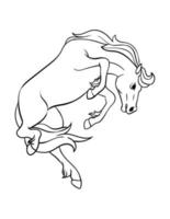 cow-boy sauvage cheval isolé coloration page pour des gamins vecteur