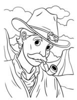 cow-boy avec une le tabac tuyau coloration page pour des gamins vecteur