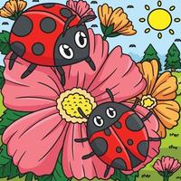 printemps coccinelles sur fleur coloré illustration vecteur