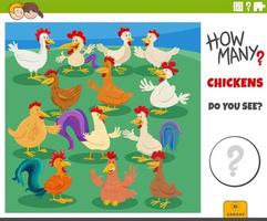 compte dessin animé poulets ferme animaux éducatif Jeu vecteur