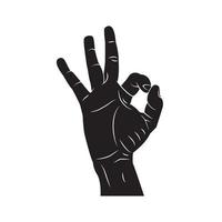D'accord main noir symbole illustration vecteur