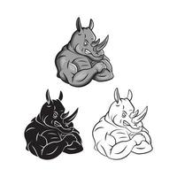 fort rhinocéros illustration collection sur blanc Contexte vecteur