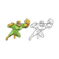 coloration livre vert super héros dessin animé personnage vecteur