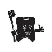 noir silhouette de dent mascotte vecteur