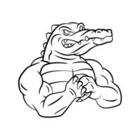 illustration de mascotte de crocodile fort vecteur