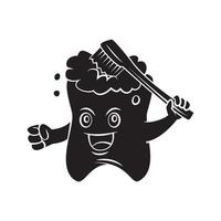 noir silhouette de dent mascotte vecteur