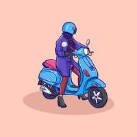 vecteur illustration de une femme équitation un automatique moto