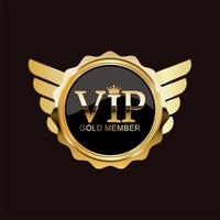 d'or badge VIP prime membre conception isolé sur noir Contexte vecteur