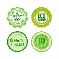 collection de écologie ferme bio nourriture vecteur vert prime badges