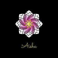 aïcha Nom dans fleur kufi arabe calligraphie logo vecteur illustration