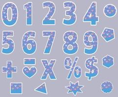 0 - 9 nombre alphabet Police de caractère bleu rose cœur blanc frontière Police de caractère lettre vecteur ensemble