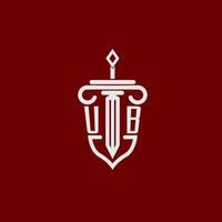 ub initiale logo monogramme conception pour légal avocat vecteur image avec épée et bouclier
