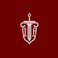 dr initiale logo monogramme conception pour légal avocat vecteur image avec épée et bouclier