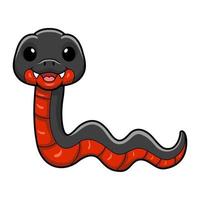 mignonne rouge ventre noir serpent dessin animé vecteur