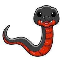 mignonne rouge ventre noir serpent dessin animé vecteur