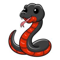 mignonne rouge ventre noir serpent dessin animé vecteur