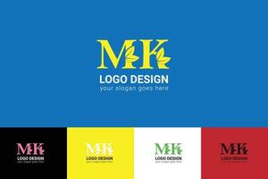 mk des lettres éco logo avec vert feuille. écologie lettre logo. vecteur police de caractères pour la nature affiches, éco amical emblème, végétalien identité, à base de plantes et botanique cartes etc.