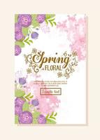 carte de voeux florale avec des fleurs pour invitation de mariage vecteur