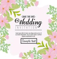 carte de voeux florale avec des fleurs pour invitation de mariage vecteur