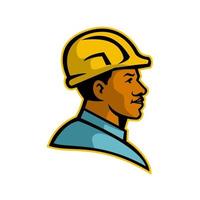 afro-américain ouvrier du bâtiment tête vue de côté rétro vecteur