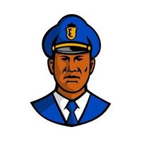 afro-américain policier tête avant rétro vecteur