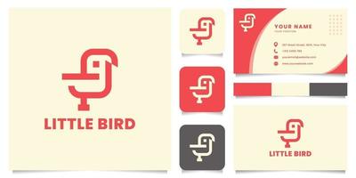 logo d'oiseau simple et minimaliste avec modèle de carte de visite vecteur