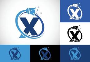 lettre X nettoyage un service logo conception modèle, nettoyage entreprise logo signe symbole. vecteur