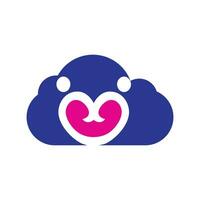 nuage couple logo conception. couple cœur dans nuage vecteur conception. l'amour nuage signe.