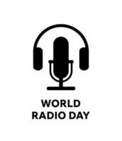 radio logo. monde radio journée icône. diffuser la musique et messages. Podcast emblème. vecteur