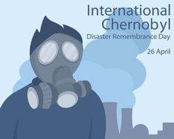 illustration vecteur graphique de une homme portant une masque près une nuage de fumée pollution, parfait pour international jour, Tchernobyl catastrophe souvenir jour, célébrer, salutation carte, etc.