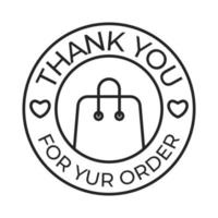 remercier vous pour votre commande badge, joint, étiqueter, étiquette pour détail, petit magasin timbre, autocollant, remercier les clients pour achat des produits slogan vecteur illustration