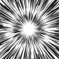 lignes radiales de manga comiques avec effet de vitesse pour les bandes dessinées. fond d'explosion noir et blanc. lueur de souffle de rayon flash. cadres vectoriels. vecteur