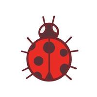 main tiré mignonne coccinelle ouvrages d'art, dessin animé rouge punaise avec noir taches vecteur