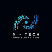 lettre n La technologie logo vecteur