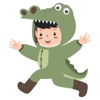 mignonne enfant garçon costumes crocodile dessin animé vecteur